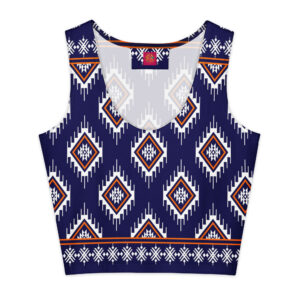 ethnic pattern blue cotton crop top